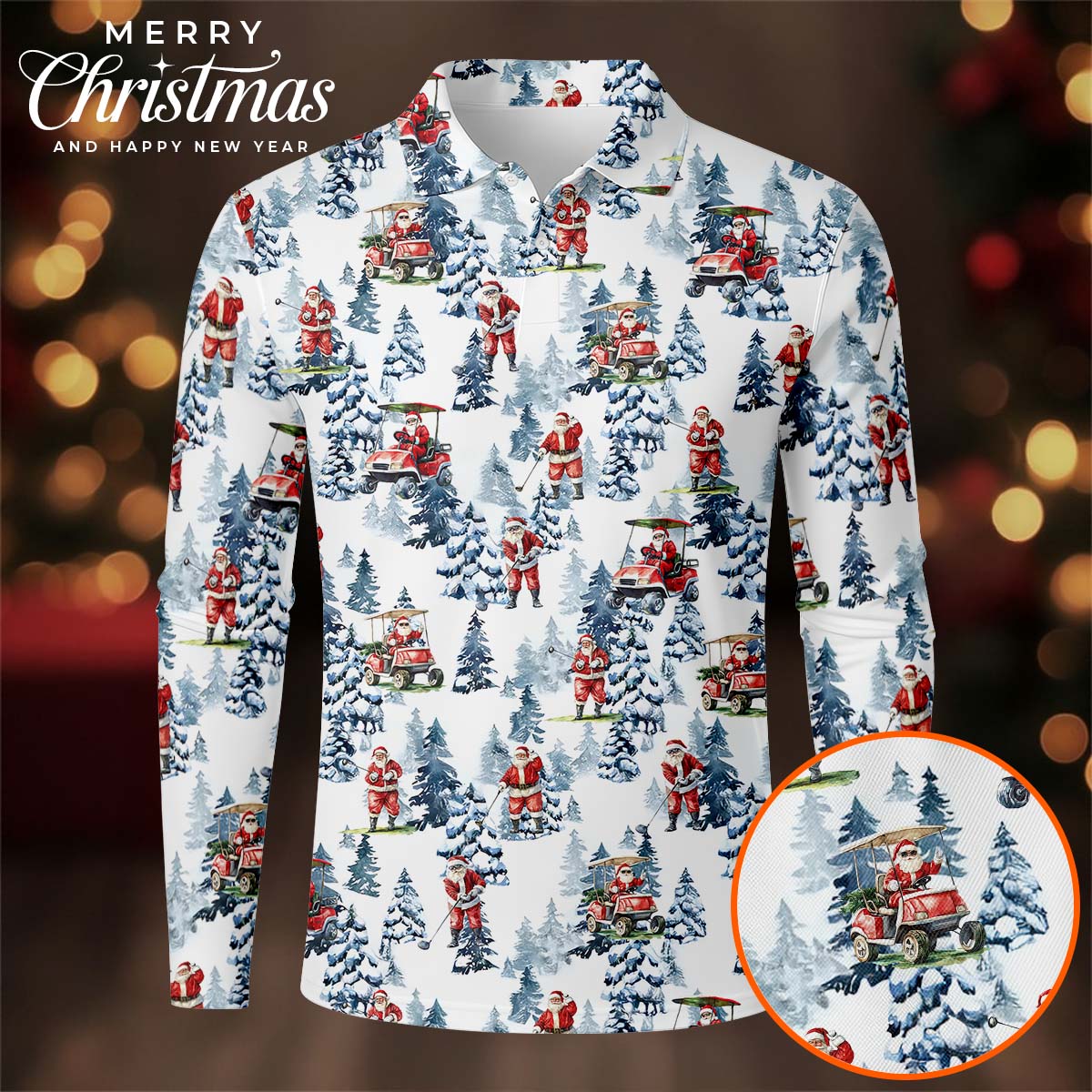 Santa Golfing Polo Shirt, Fun Golf Shirts For Men, Christmas Golf Shirt, Golf Lover Xmas Gift