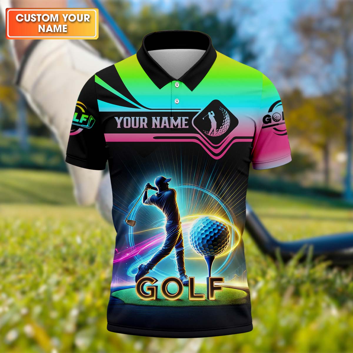 Custom 3D Men's Golf Polo ShirtGolfing Apparel, Mens Golf Gift