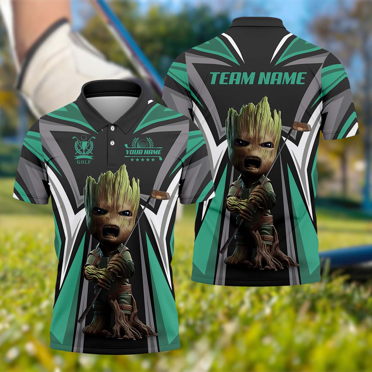 Angry BabyGroot Customize Golf Polo Shirtift For Golfers, Golf Gift Ideas