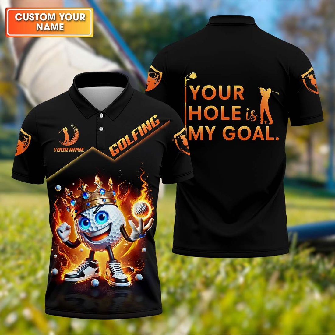 Your Hole Is My Goal, Custom Men's Golf Polo ShirtGolfing Apparel, Golf Gift For Men
