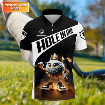 Hole In One Custom 3D Men's Golf Polo Shirtolfing Apparel, Mens Golf Gift