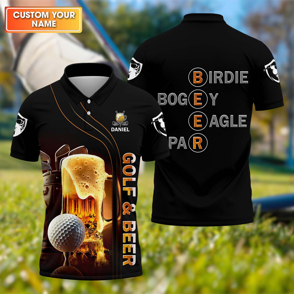 Golf And Beer Custom Men's Funny Graphic Golf Polo ShirtChristmas Golf Gift, Gift For Golfer