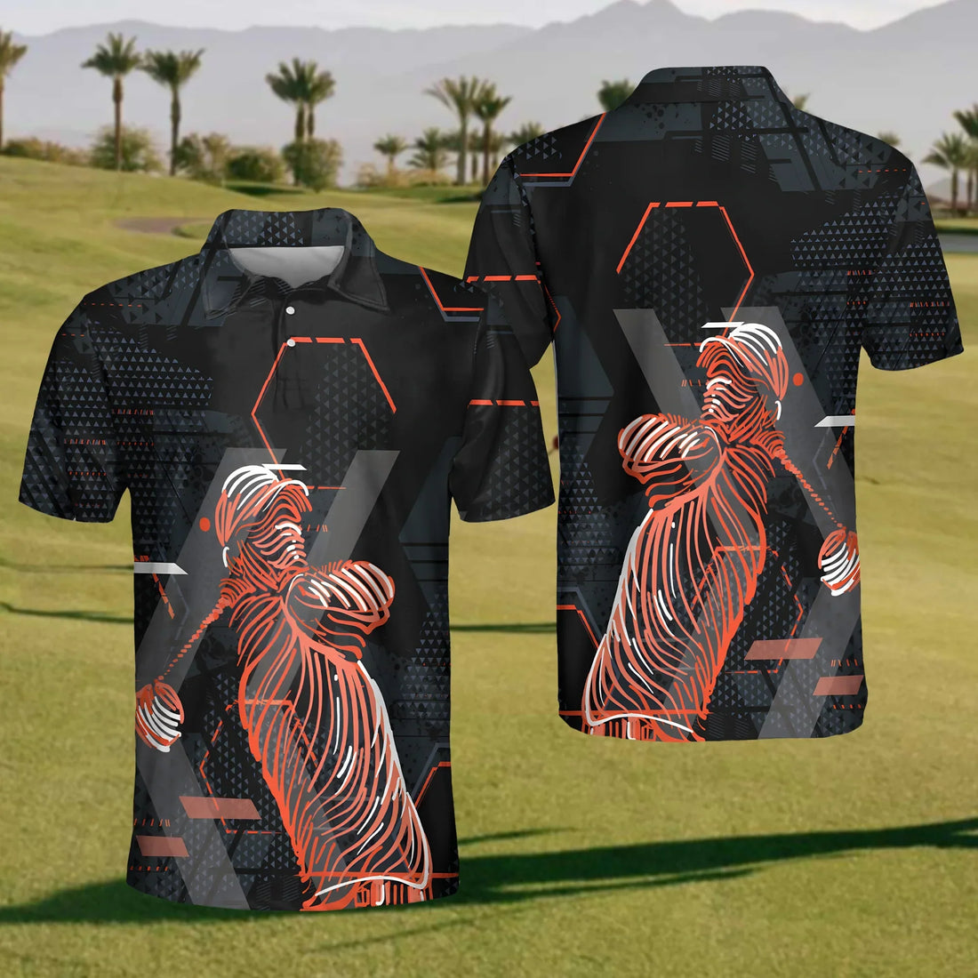Modern Golfer Swing Men's Golf Polo ShirtChristmas Golf Gift