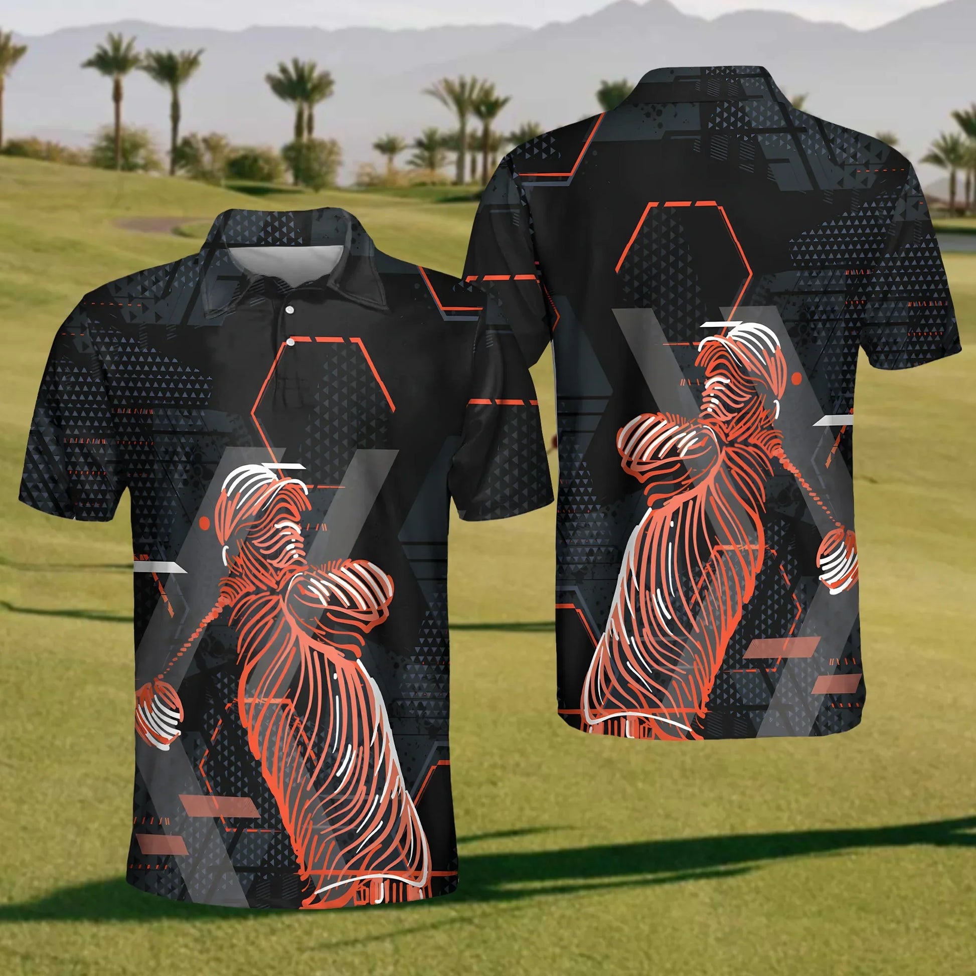 Modern Golfer Swing Men's Golf Polo ShirtChristmas Golf Gift