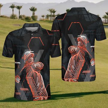 Modern Golfer Swing Men's Golf Polo ShirtChristmas Golf Gift