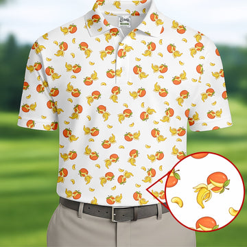 Banana Apple Dirty Funny Adult Humor White Golf Shirt, Valentines Golf Gift, Fun Golf Shirts For Men