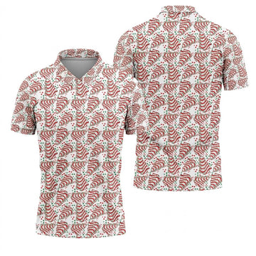 Christmas Tree Cakes White And Red Golf Tops For Men, Christmas Golf Shirt, Polo Shirts For Men
