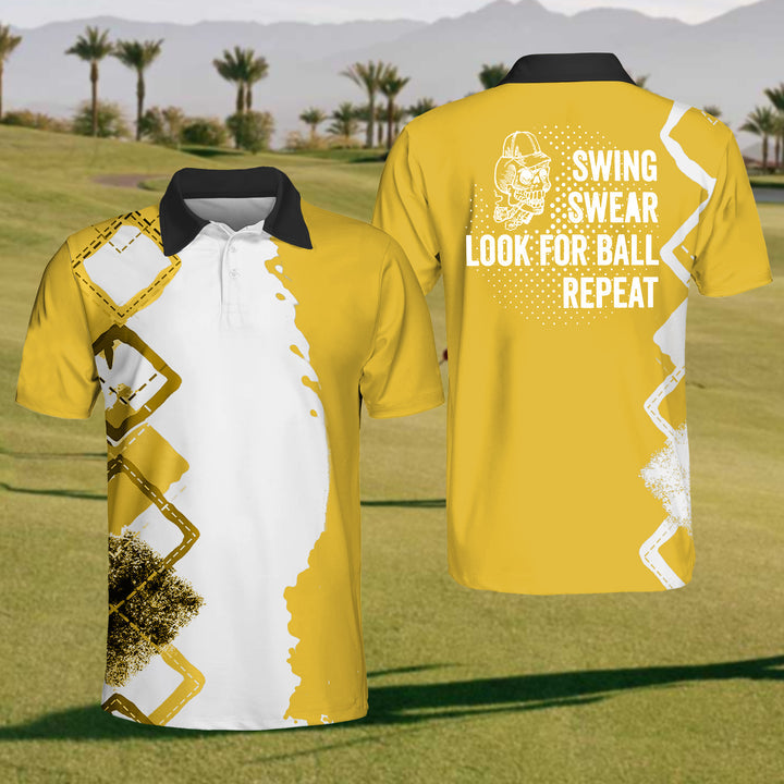 Swing, Swear, Looking For The Ball Men’s Golf Polo Shirtens Goft Gift, Gift For Golf Lovers