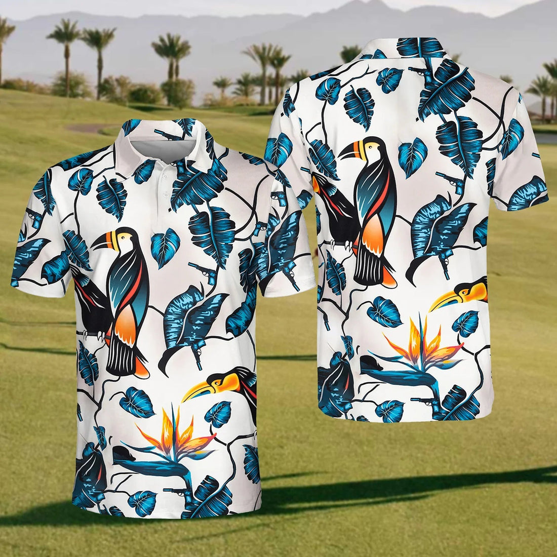 Hawaiian Toucan Men's Golf Polo ShirtChristmas Golf Gift