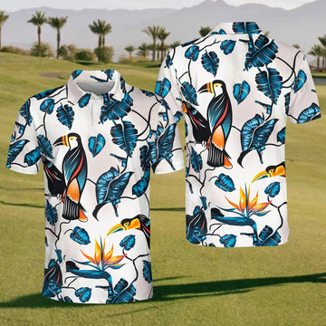 Hawaiian Toucan Men's Golf Polo ShirtChristmas Golf Gift