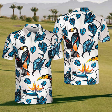 Bird Of Paradise Mens Golf Polo ShirtMens Golf Shirt, Gift For Golf Lovers
