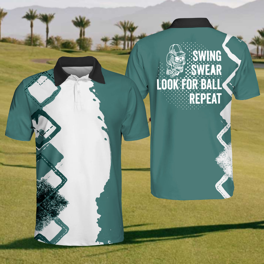 Swing, Swear, Looking For The Ball Men’s Golf Polo Shirtens Goft Gift, Gift For Golf Lovers