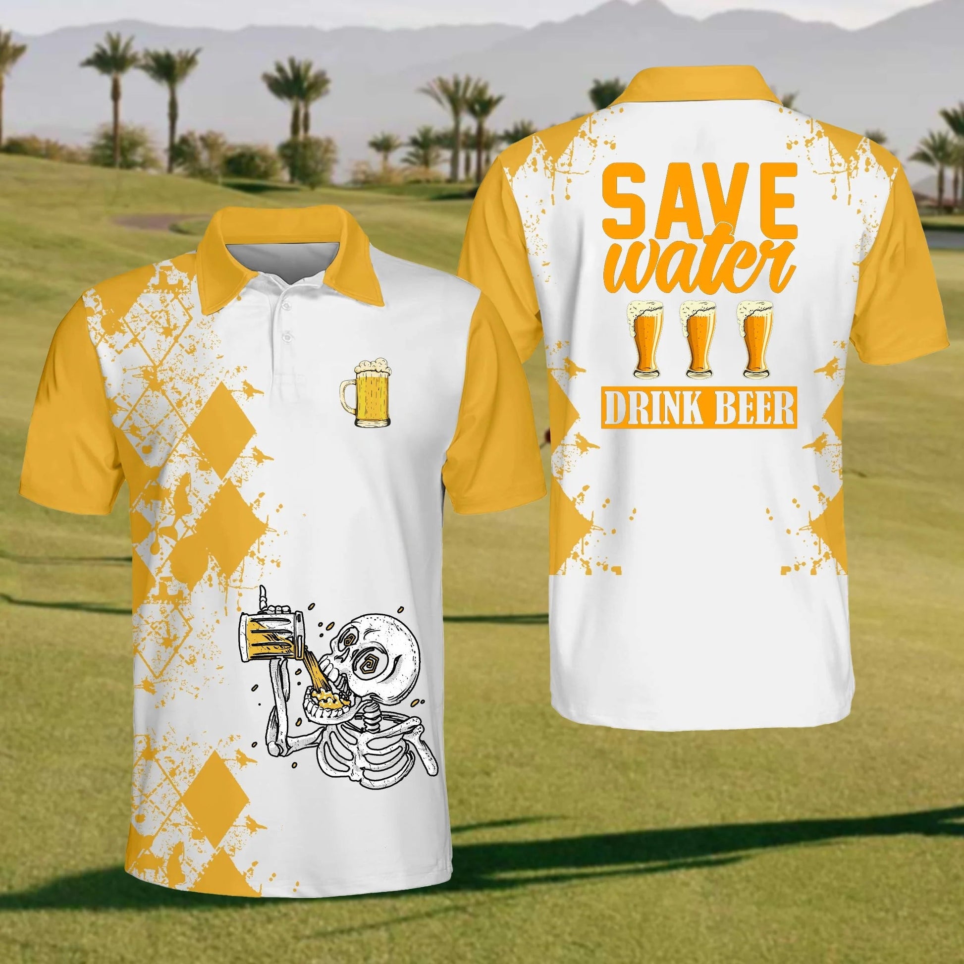 Save Water Drink Beer Golf Polo ShirtFunny Golf Shirt, Gift For Golfer