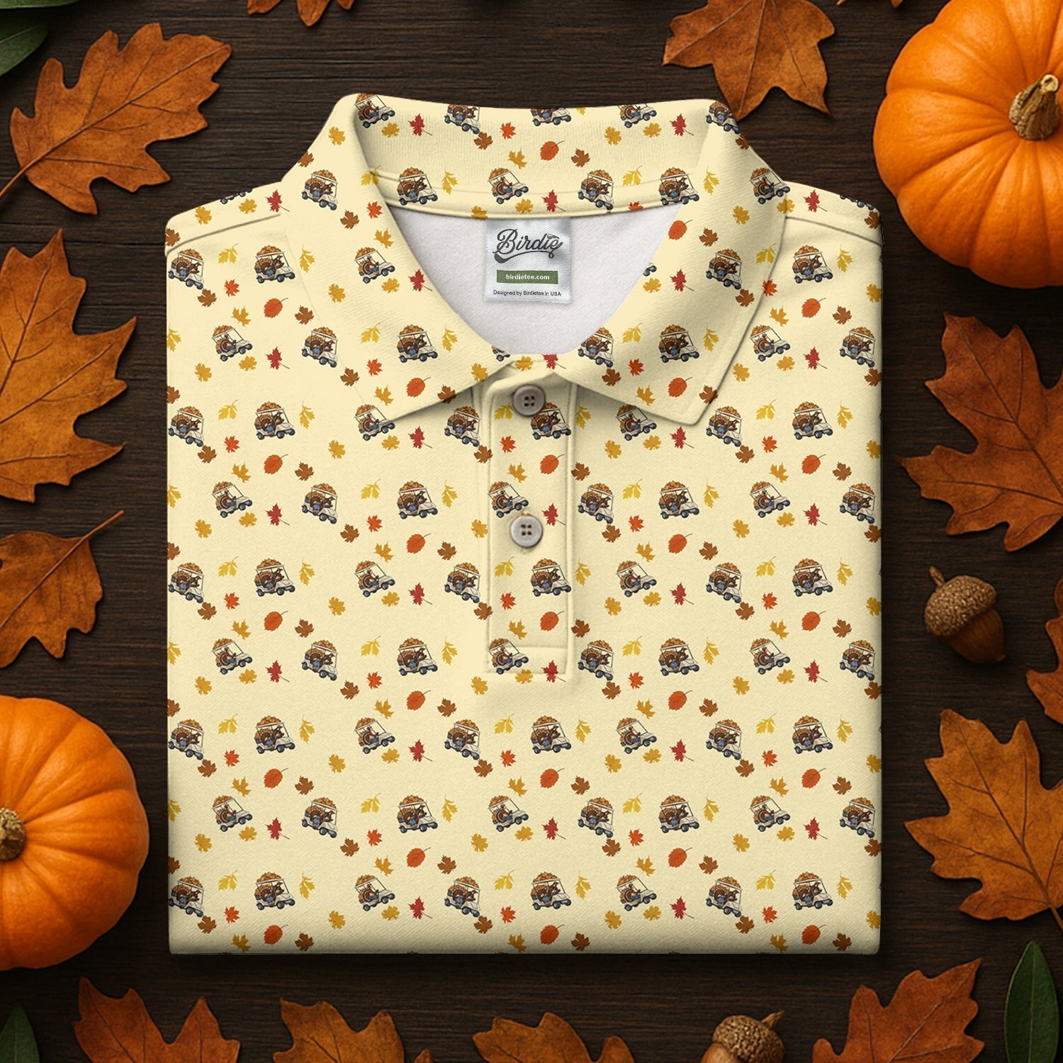 Thanksgiving Turkey Golf Cart Golf Polo Shirt Women's Golf Tops, Ladies Golf Shirts, Golfing Apparel