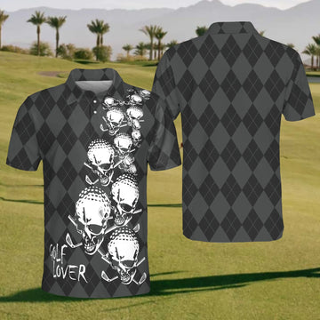 Golf Skull Mens Golf Polo ShirtMens Golf Shirt, Gift For Golf Lovers