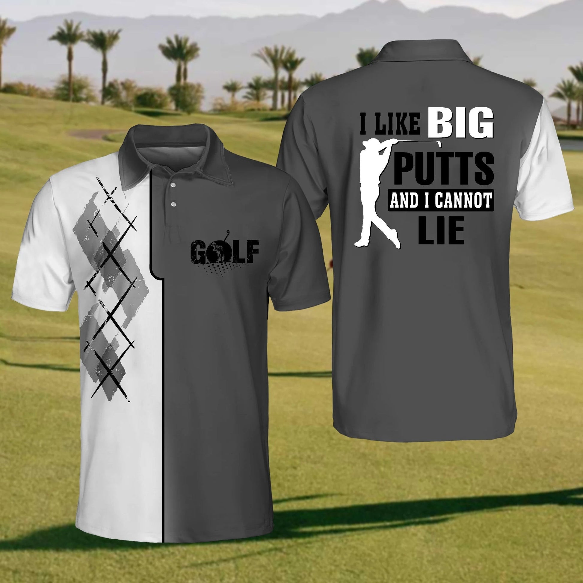 I Like Big Putts And I Can Not Lie Men's Golf Polo ShirtFunny Golf Shirt, Gift For Golfers