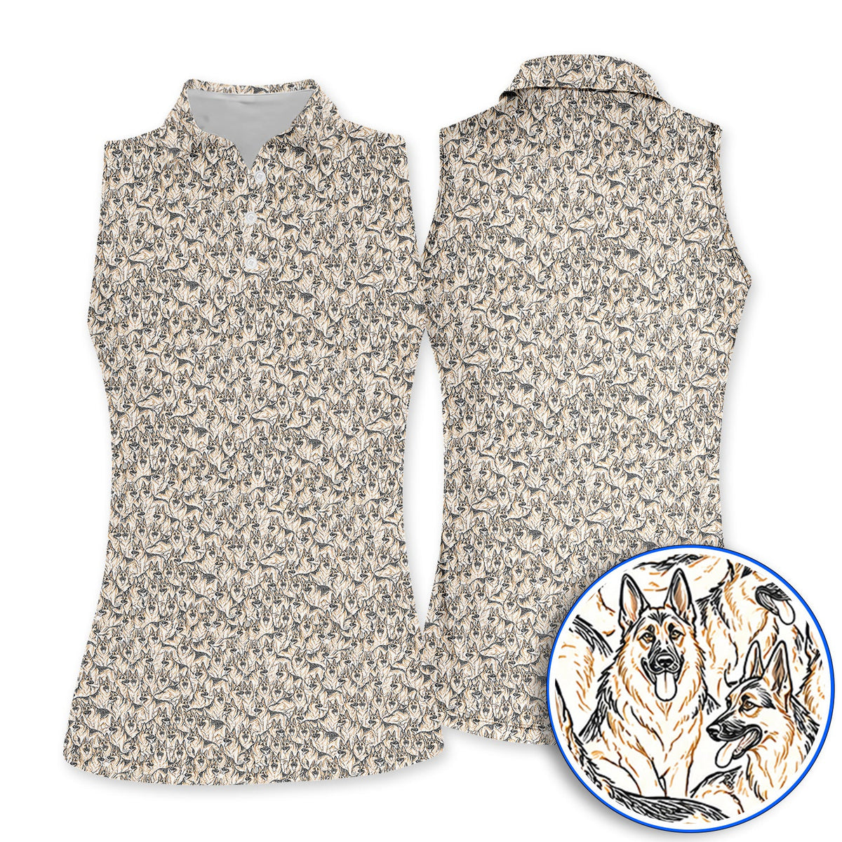 German Shepherd Golf Shirt, Crazy German Pattern Golf Polos, Golf Gift For Golfers