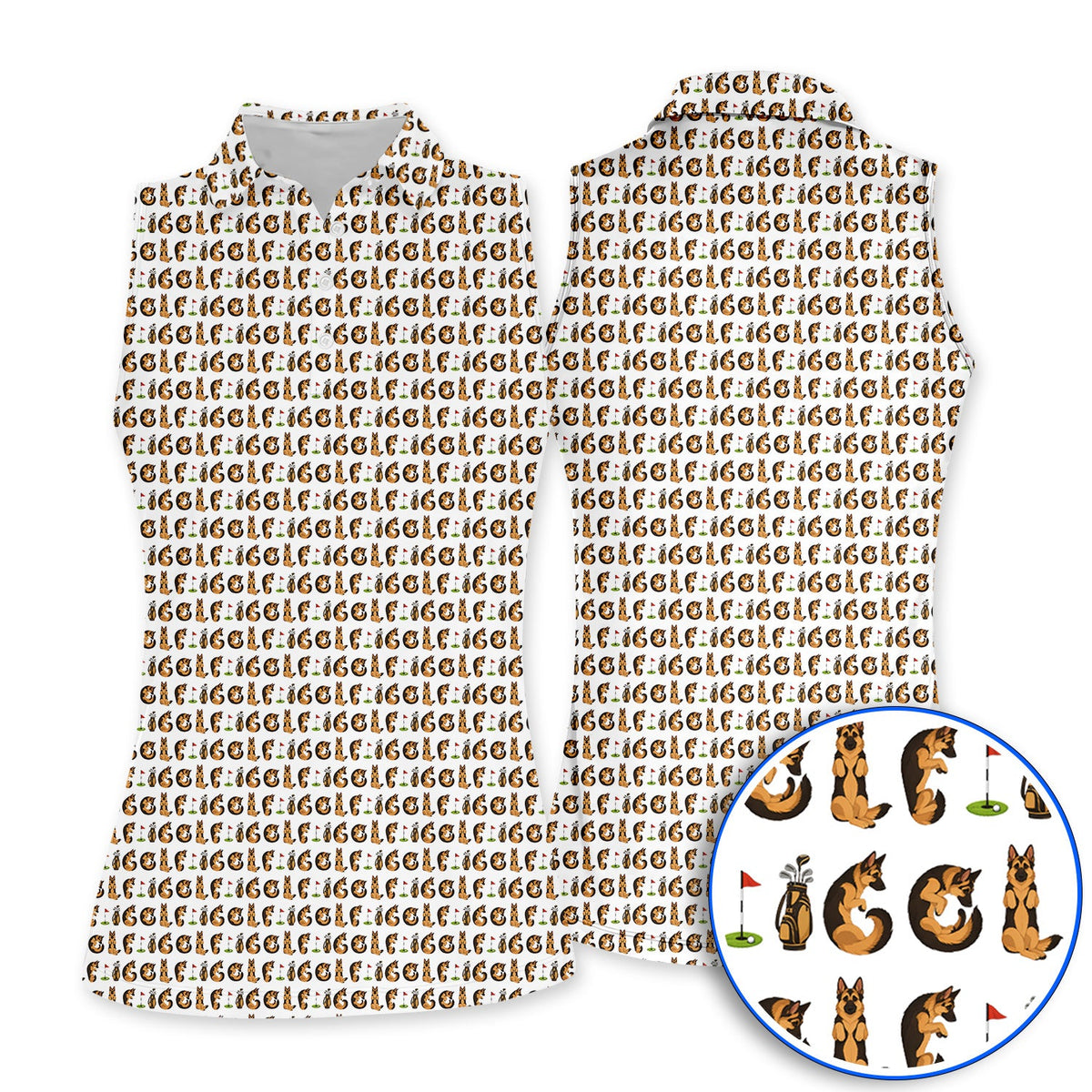 Crazy German Shepherd Pattern Golf Shirt, German Dog Golf Polos, Golf Gift For Golfers