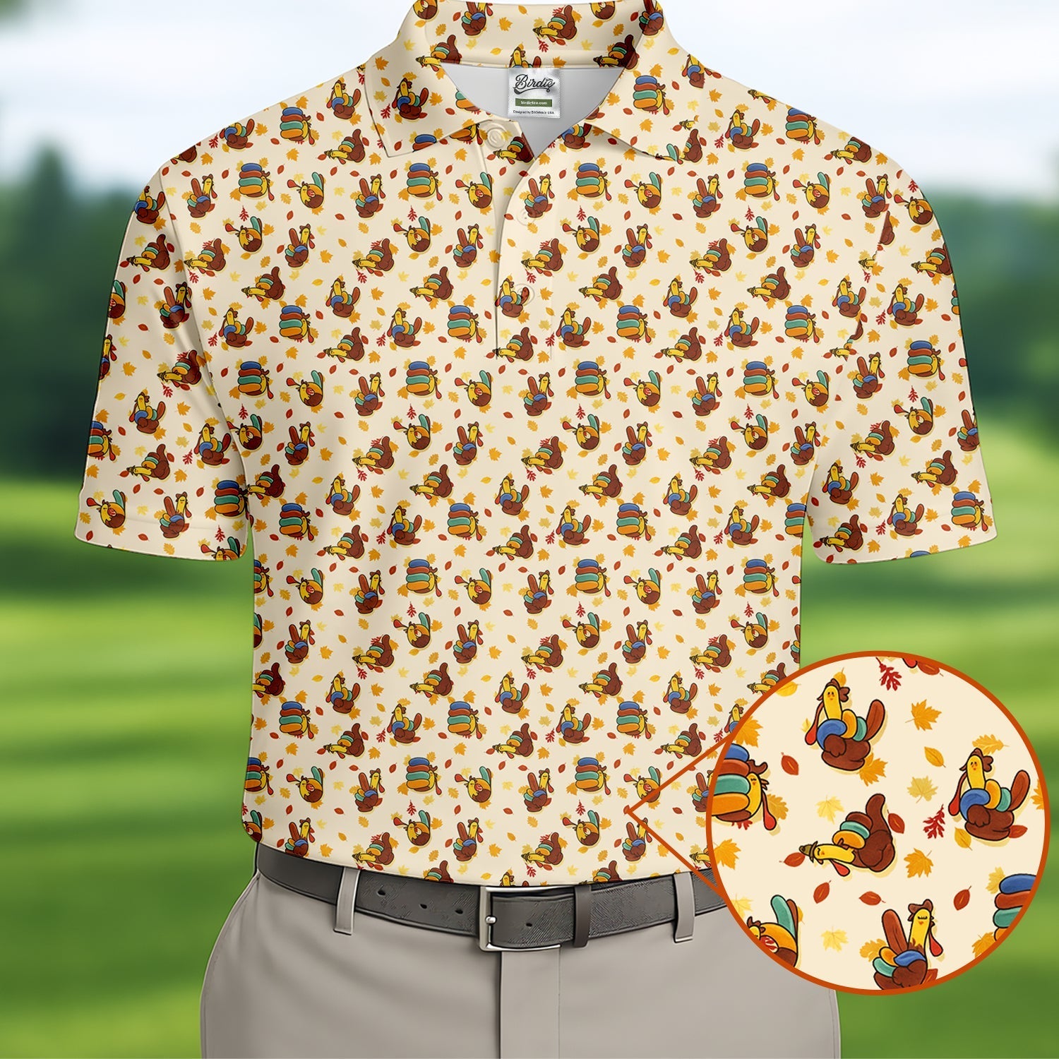 Funny Thanksgiving Pumpkin Autumn Leaf Polo Shirtolo ShirtFor Men, Cool Golf Gift, Golfing Apparel