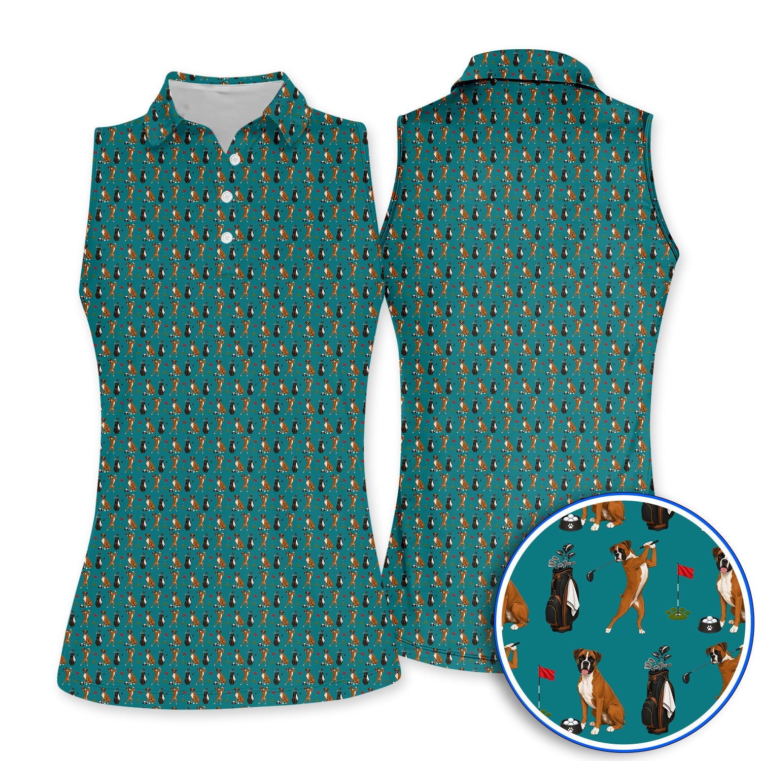 Crazy Boxer Golf Shirt, Boxer Golf Pattern Polos for Golfer, Dog Lover Golf Gift