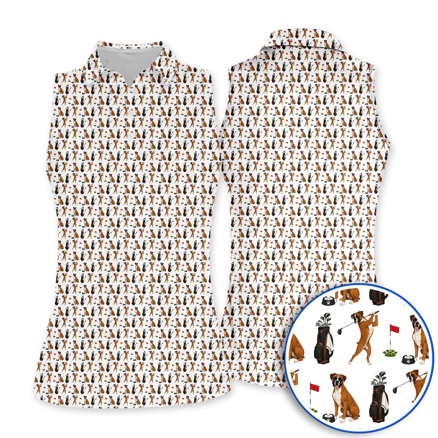 Crazy Boxer Golf Shirt, Boxer Golf Pattern Polos for Golfer, Dog Lover Golf Gift