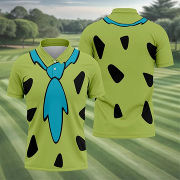 Green Stone Age Costume Hawaiian Golf Shirt, Mens Golf Polo, Golf Shirts For Men