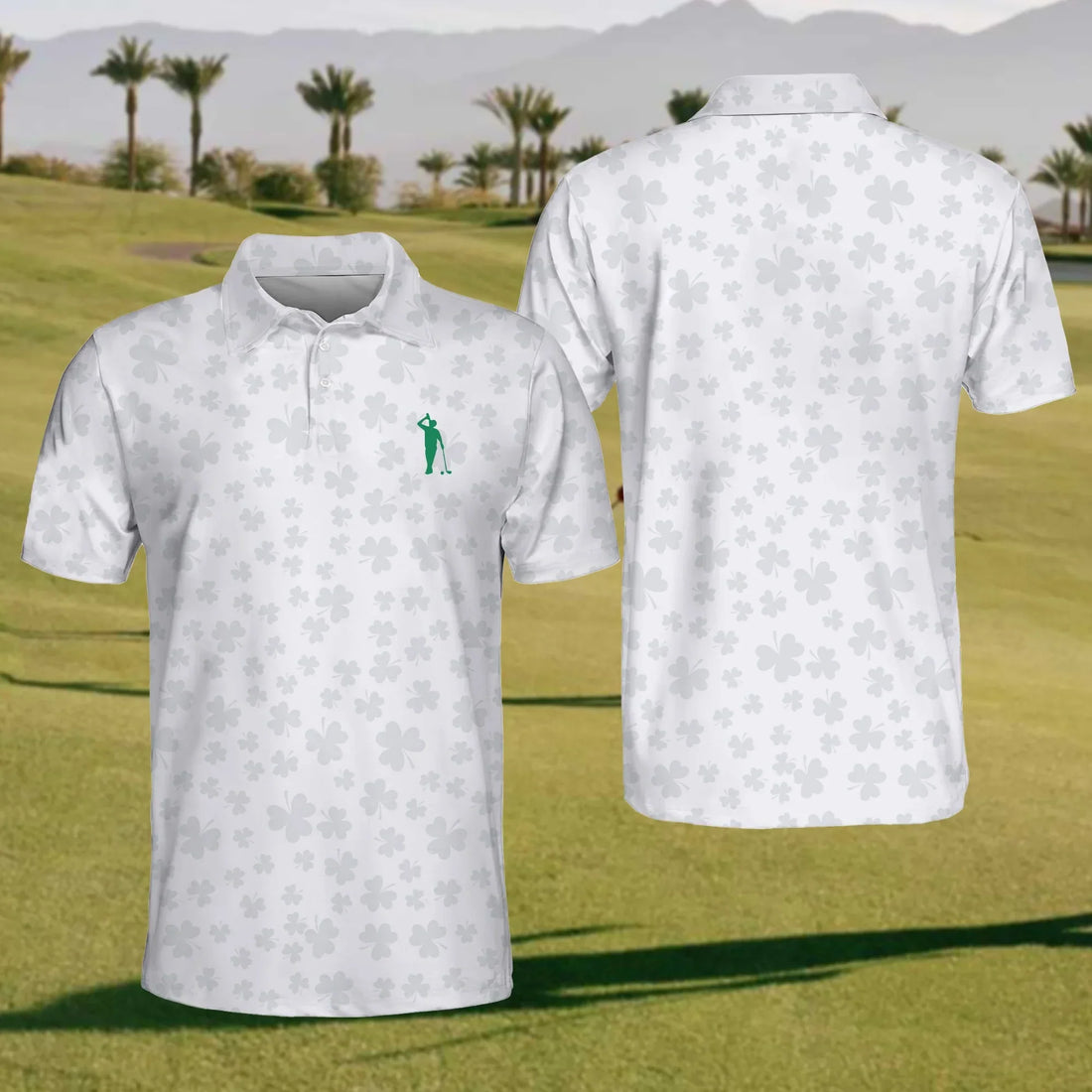 Shamrock Golf Polo ShirtMens Golf Shirt, St Patrick's Day Golf Shirt, Gift For Golfer