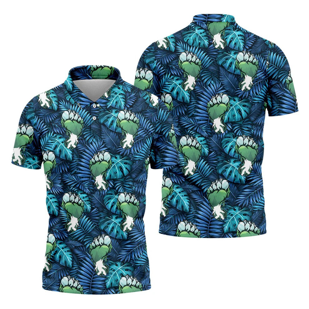 Funny Zombie Hulk Hand Tropical Golf Polo Shirt, Hawaiian Golf Shirt, Golf Shirts For Men