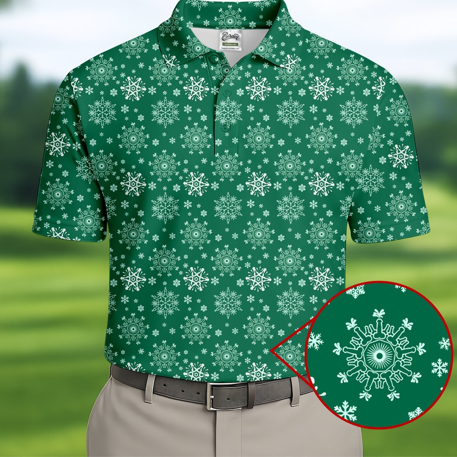 Dirty Funny Adult Humor Snowflakes Green Golf Shirt, Fun Men's Golf Polos, Christmas Golf Shirt, Polo ShirtFor Men