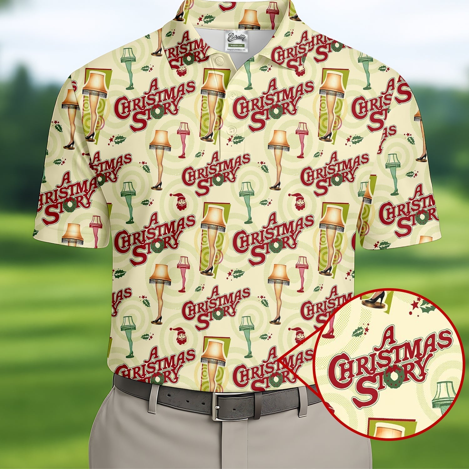 Christmas Story Leg Lamp Golf Tops For Men, Fun Golf Shirts For Men, Christmas Golf Shirt, Polo ShirtFor Men