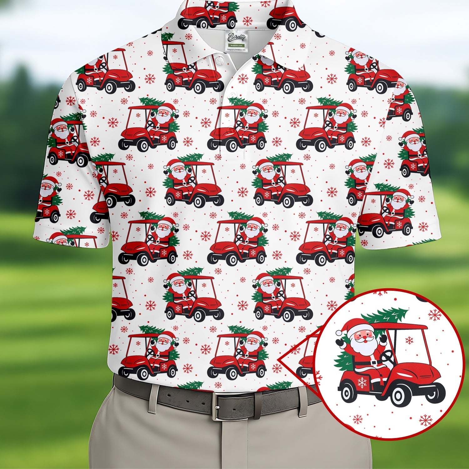 Santa Claus Golf Cart Fun Golf Shirts For Men, Christmas Golf Shirt, Polo Shirtor Men, Golf Gift For Men
