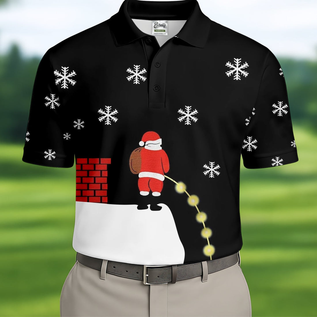 Santa Peeing Funny Christmas Golf Tops For Men, Christmas Golf Shirt, Men's Funny Golf Shirts