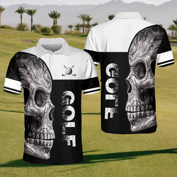 Dark Skull Mens Golf Polo ShirtMens Golf Gift, Mens Golf Shirt