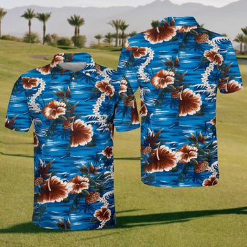 Hawaiian Hibiscus Men's Golf Polo ShirtFunny Golf Shirt, Dad Golf Gift