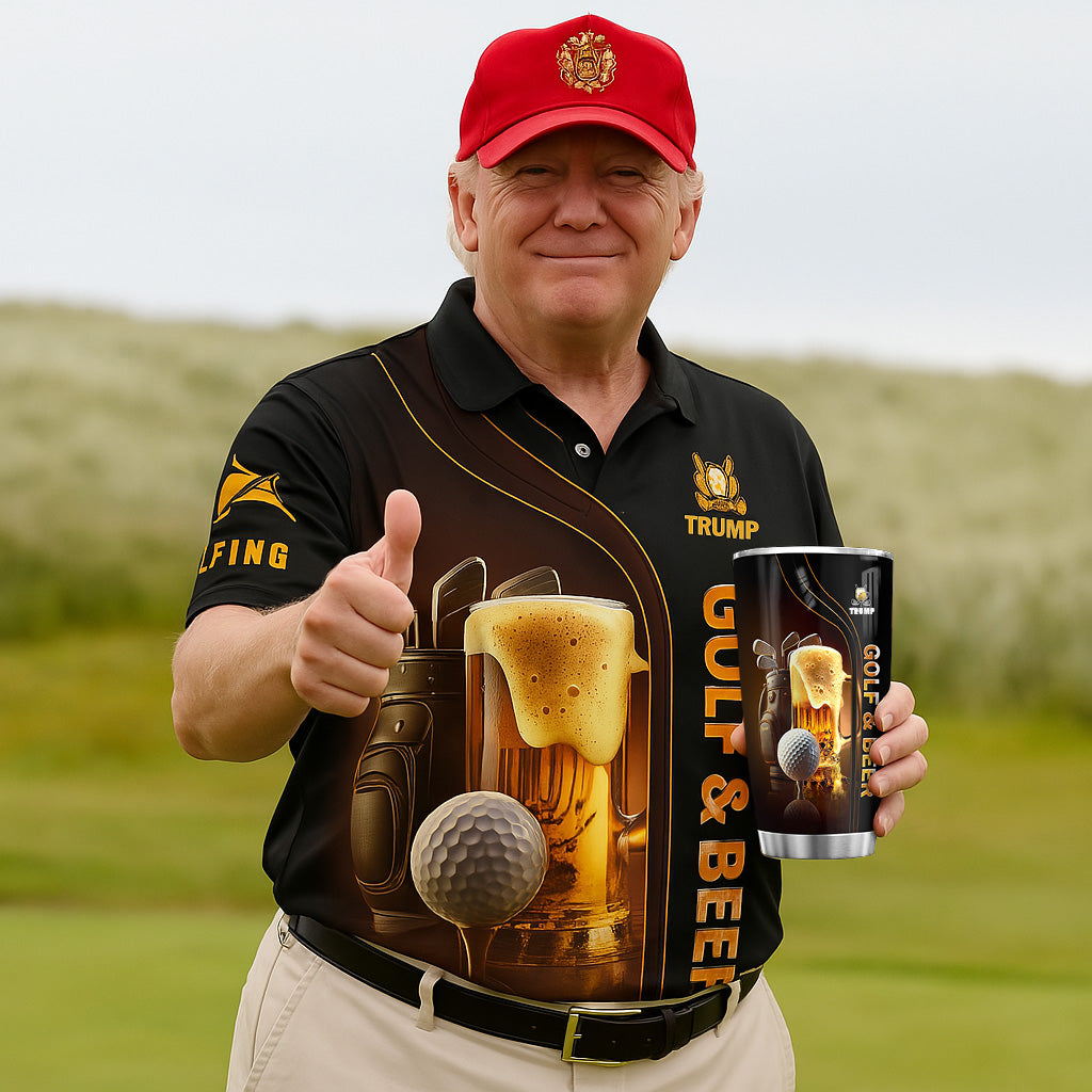 Golf And Beer Custom Men's Funny Graphic Golf Polo ShirtChristmas Golf Gift, Gift For Golfer