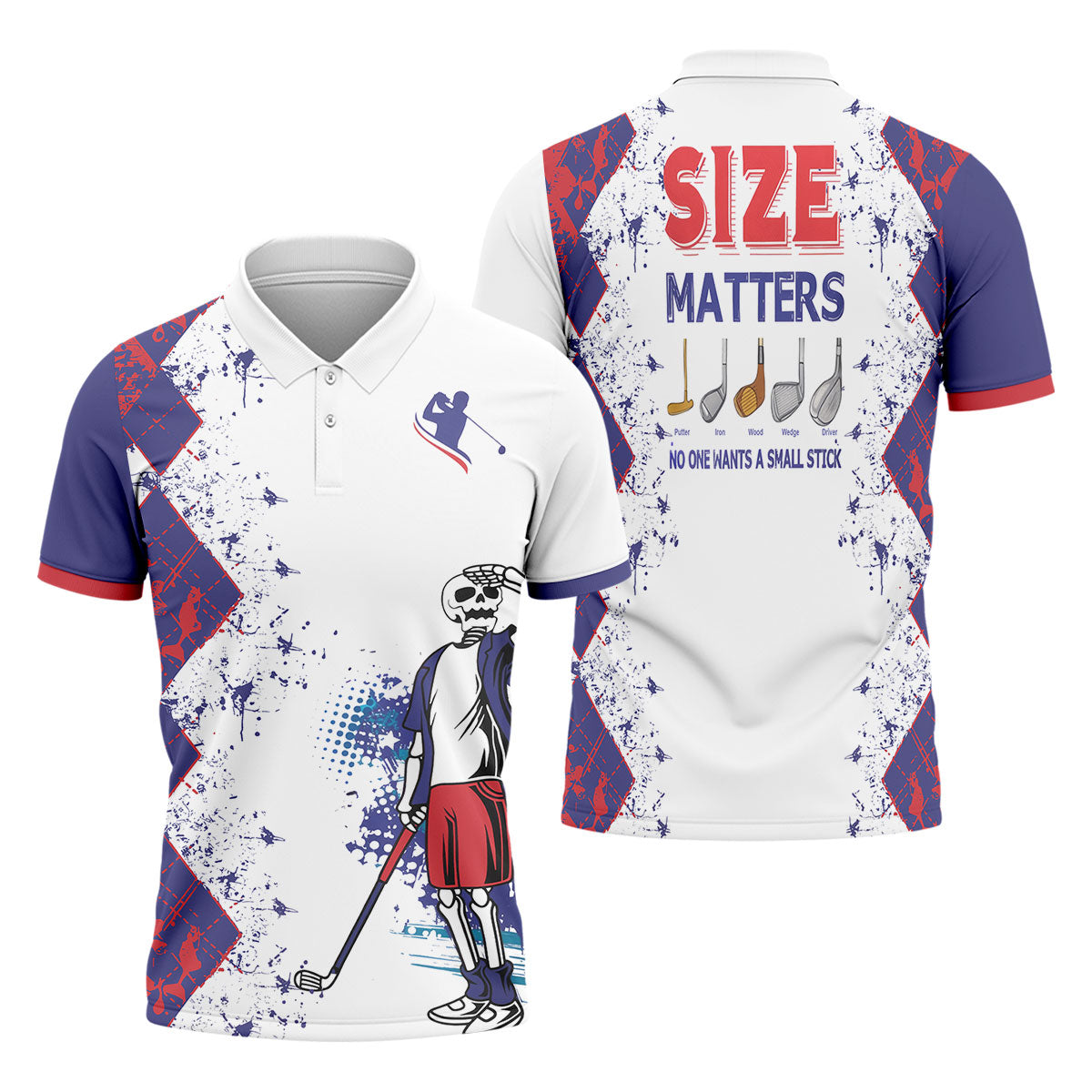 Size Matters No One Wants A Small Stick Mens Golf Polo ShirtMens Golf Gift, Funny Golf Shirt
