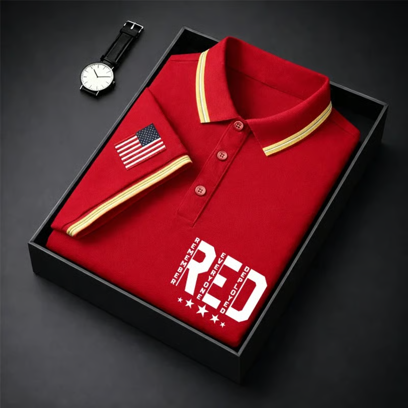 Red Friday Remember Everyone Deployed Printed Polo, Military Honor Polo Shirtor Men