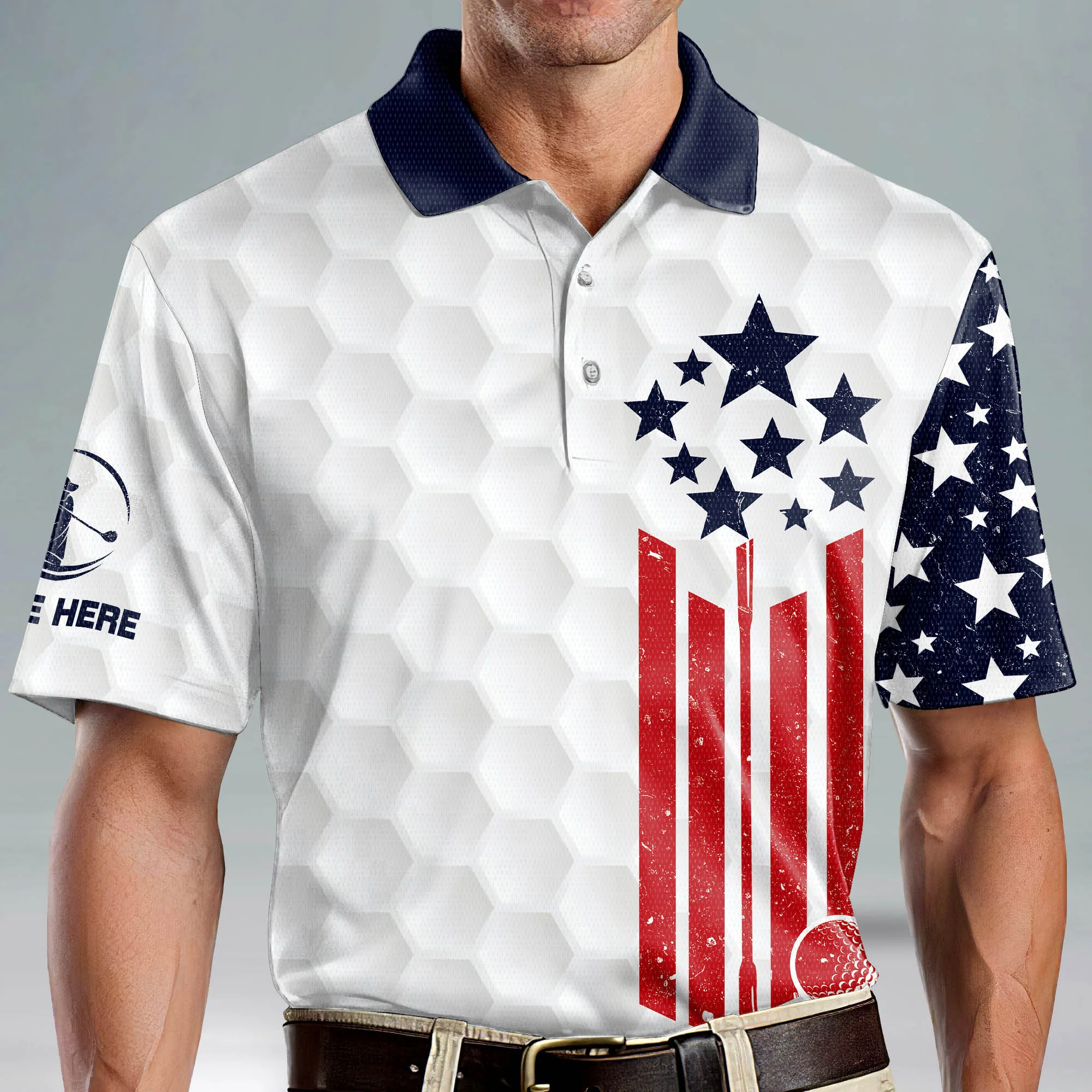 Custom Name The Legend Has Retired American Flag Golf Polo Shirtlf Gift For Men, Golfing Apparel