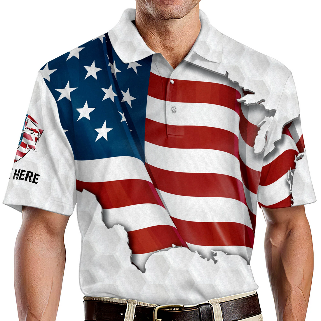 Proud Golf American Flag Custom Name Golf Polo Shirtlf Gift For Men, Golfing Apparel