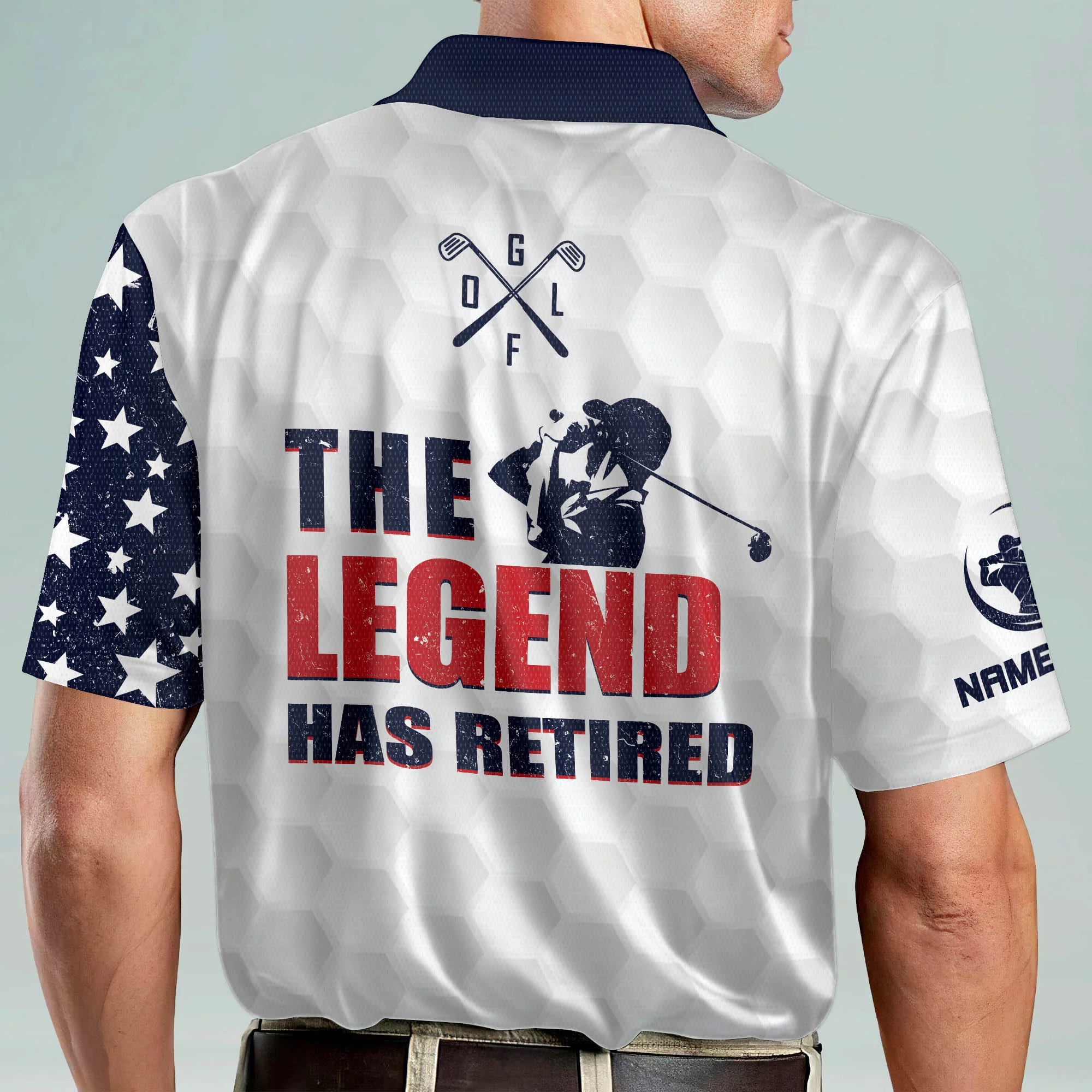 Custom Name The Legend Has Retired American Flag Golf Polo Shirtlf Gift For Men, Golfing Apparel