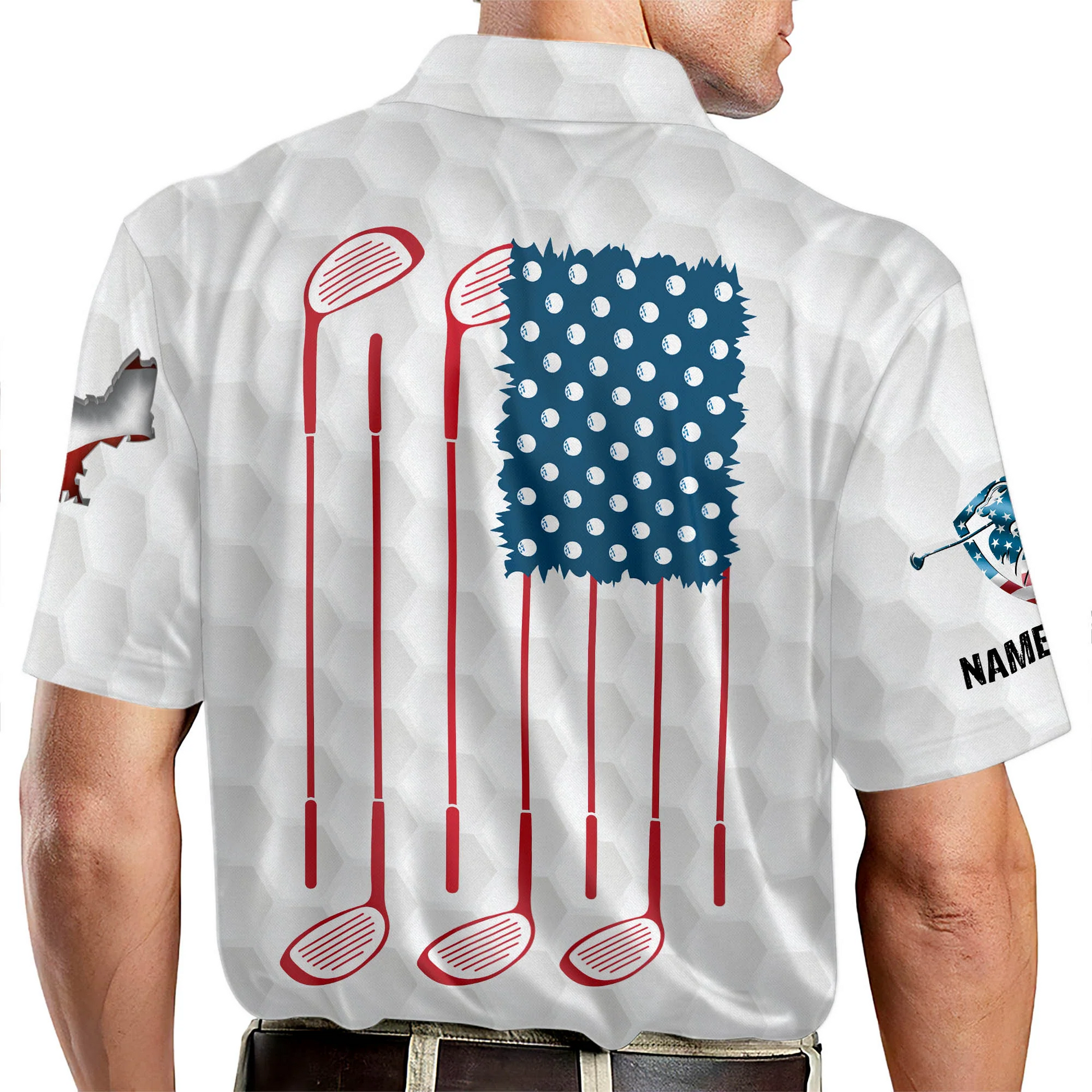 Proud Golf American Flag Custom Name Golf Polo Shirtlf Gift For Men, Golfing Apparel