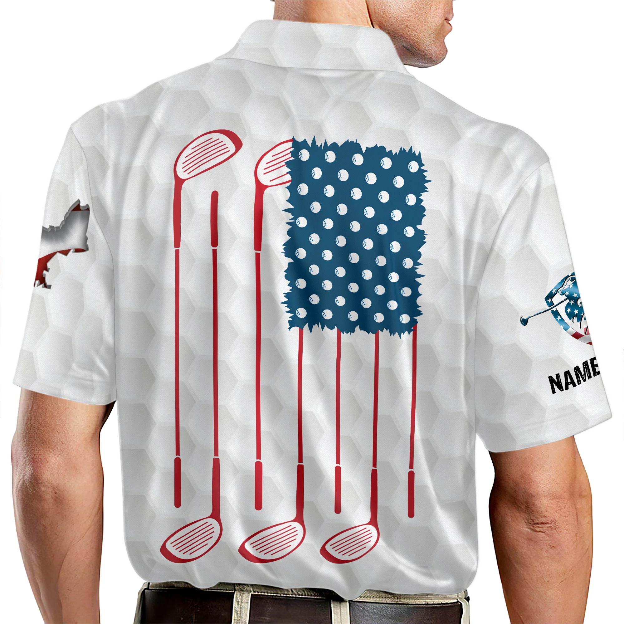 Proud Golf American Flag Custom Name Golf Polo Shirtlf Gift For Men, Golfing Apparel