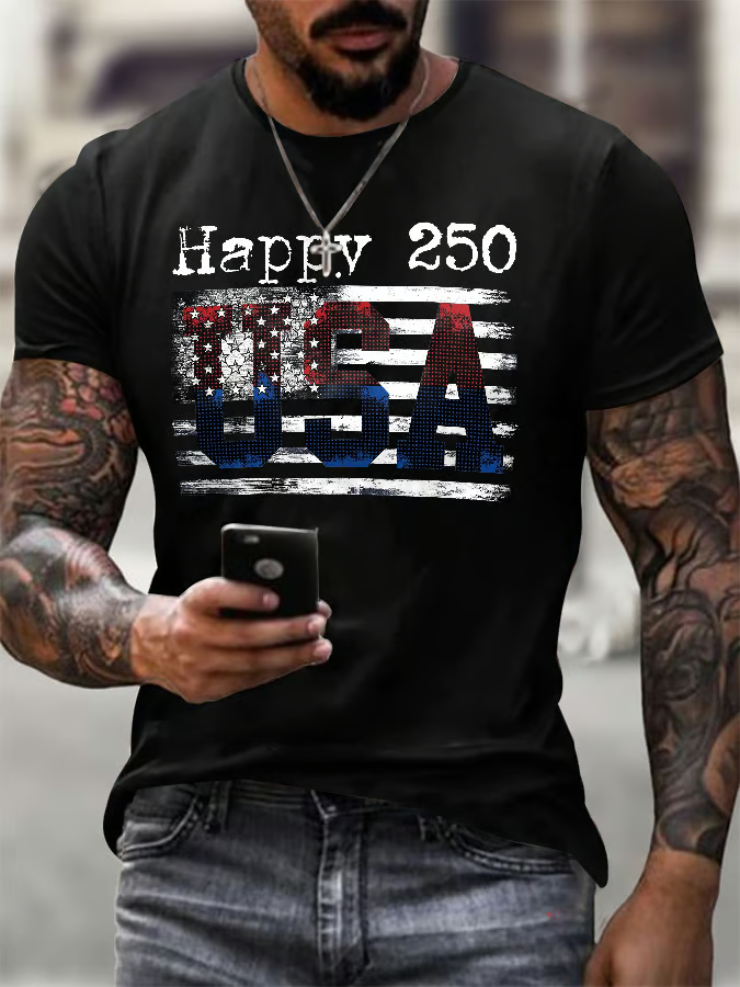 Happy 250 Distressed American Flag Black Golf Shirt, Patriotic Golf Shirt, 4th Of July Golf Shirts For Men