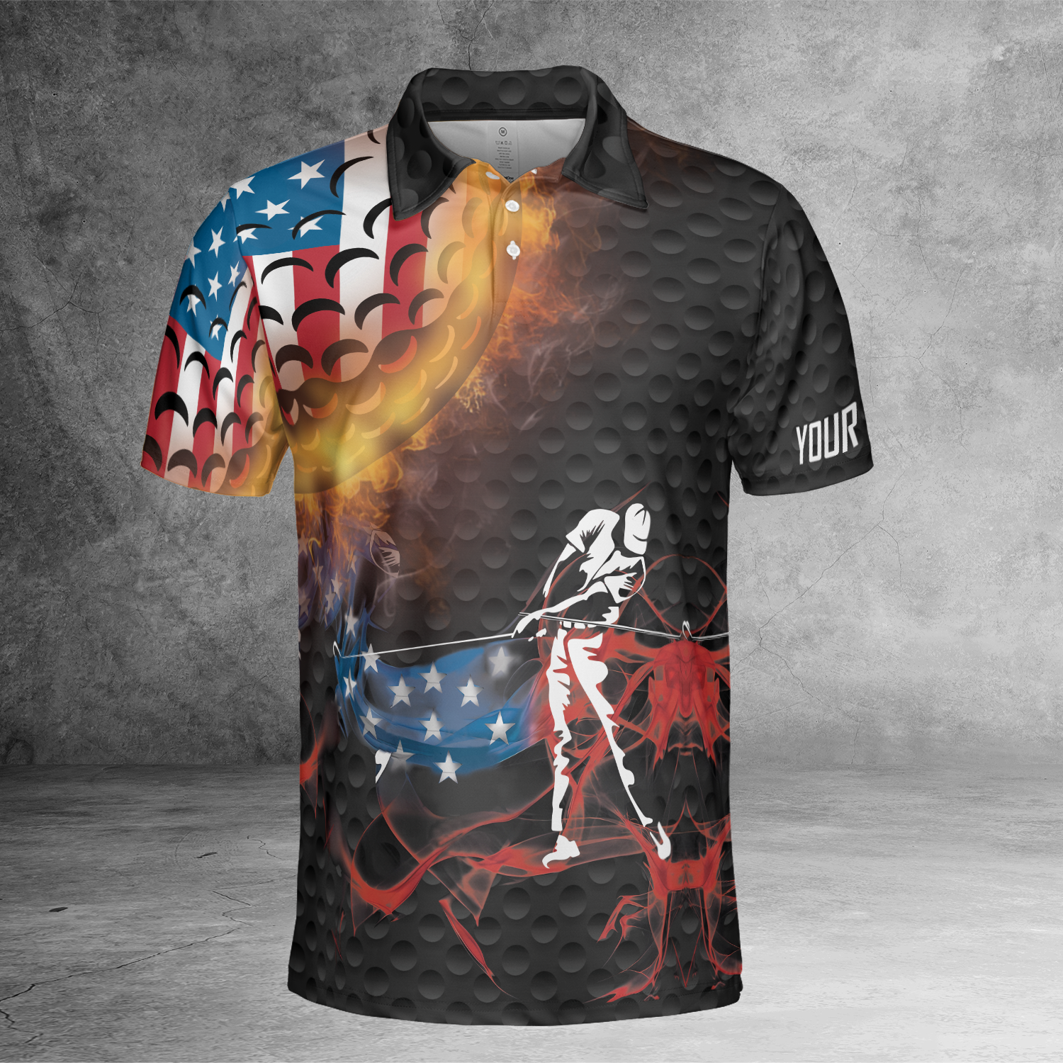 Swing Swear Drink Repeat American Flag Custom Name Golf Polo Shirtlf Gift For Men, Golfing Apparel