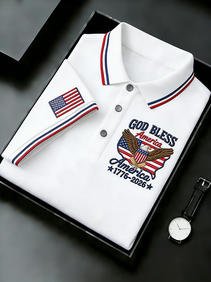 God Bless America 250th Anniversary USA Flag 4th Of July Golf Shirt, Patriotic Golf Shirt, Polo For Men