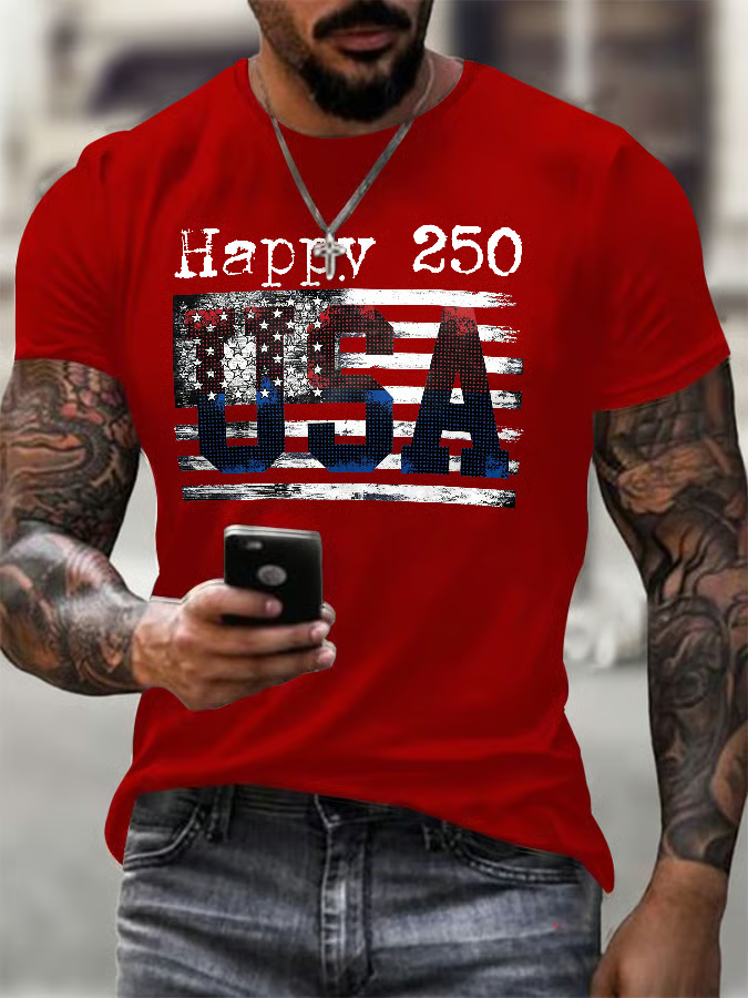 Happy 250 Distressed American Flag Red Golf Shirt, Patriotic Golf Shirt, 4th Of July Golf Shirts For Men