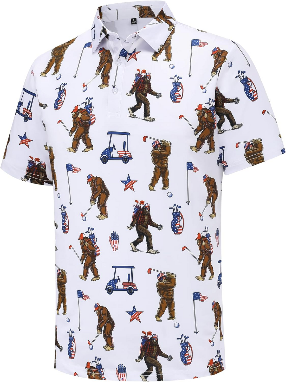 Bigfoot American Flag 4th Of July Golf Polo Shirtlf Gift For Men, Golf Shirts For Men