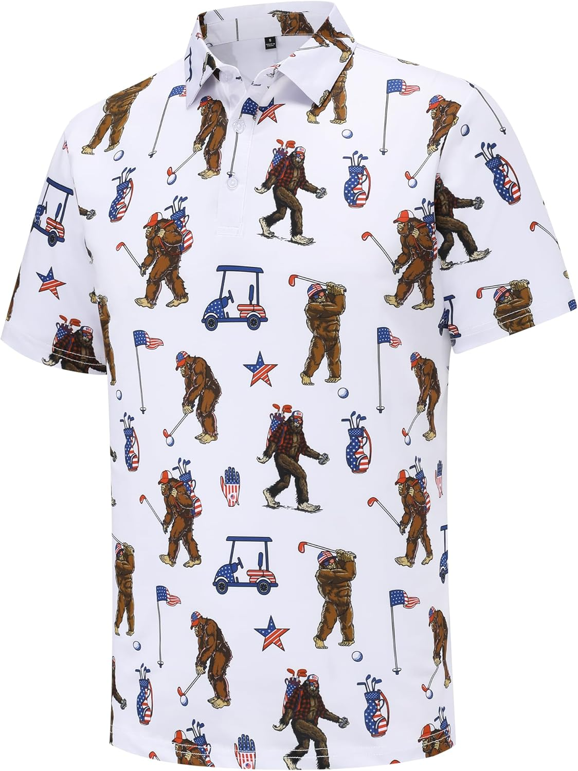 Bigfoot American Flag 4th Of July Golf Polo Shirtlf Gift For Men, Golf Shirts For Men