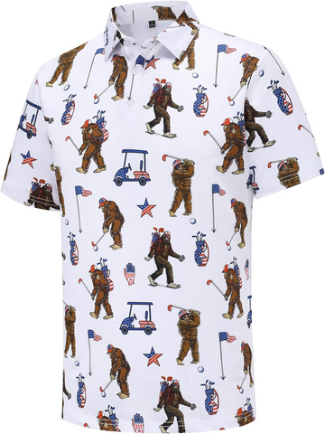 Bigfoot American Flag 4th Of July Golf Polo Shirtlf Gift For Men, Golf Shirts For Men