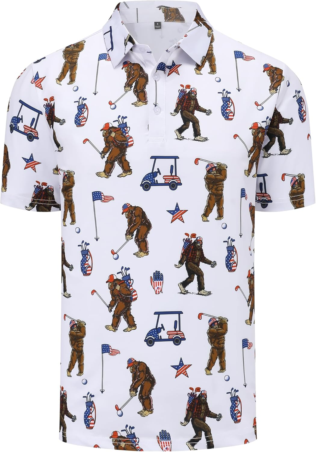 Bigfoot American Flag 4th Of July Golf Polo Shirtlf Gift For Men, Golf Shirts For Men